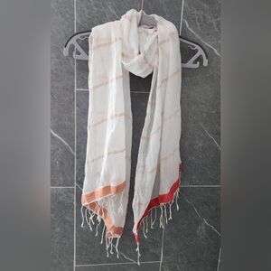 NWOT GAP Women's White Rose Gold Stripe Oblong Scarf One Size 76"